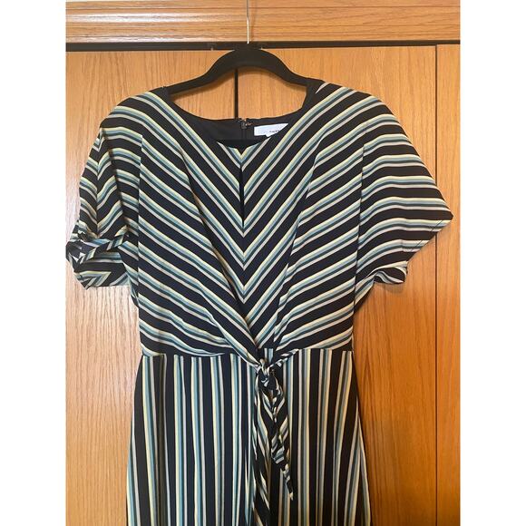 June & Hudson black green yellow striped wide leg jumpsuit - Picture 5 of 8